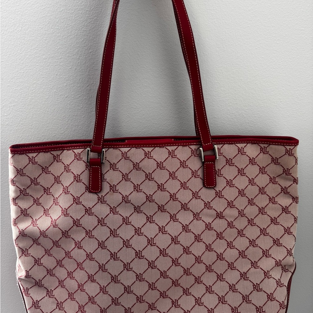 Ralph Lauren Red and Cream Tote Bag